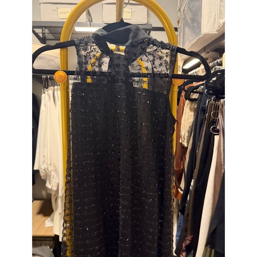 NWT STAUD Albee Dress Stardust Onyx Black Star Sequin Mesh Maxi Gown XS - Picture 3 of 6